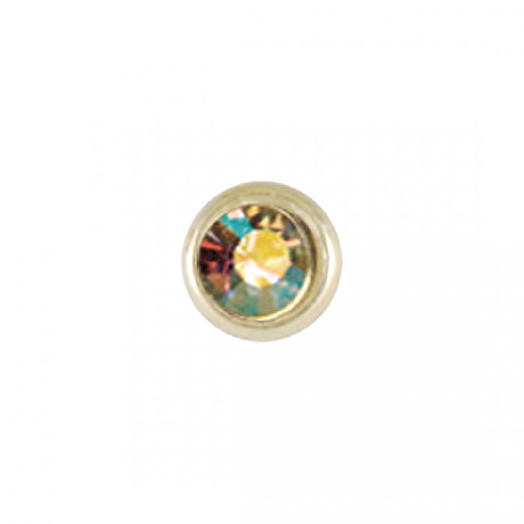 AB Crystal - Titanium Polished (Gold Color) | Nose Piercing Studs | Ladies Stylish Nose Pins with Instrument | Medisept