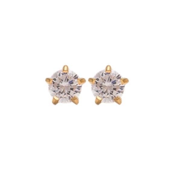 4MM - Cubic Zirconia (Round) - Crystal Clear | 24K Gold Plated Piercing Ear Studs come Fashion Earrings | Studex Select
