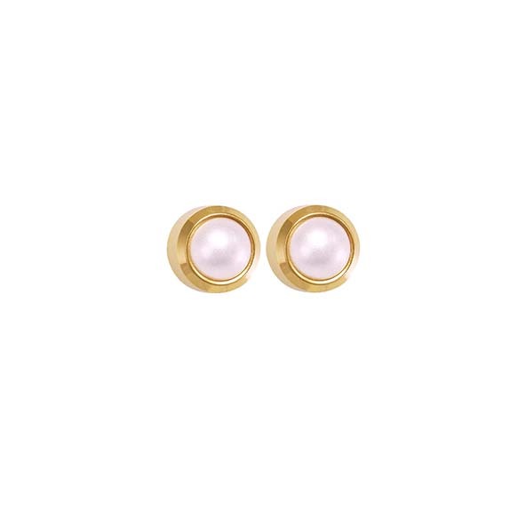 3MM - Bezel - White Pearl | 24K Gold Plated Piercing Ear Studs come Fashion Earrings | Studex Select
