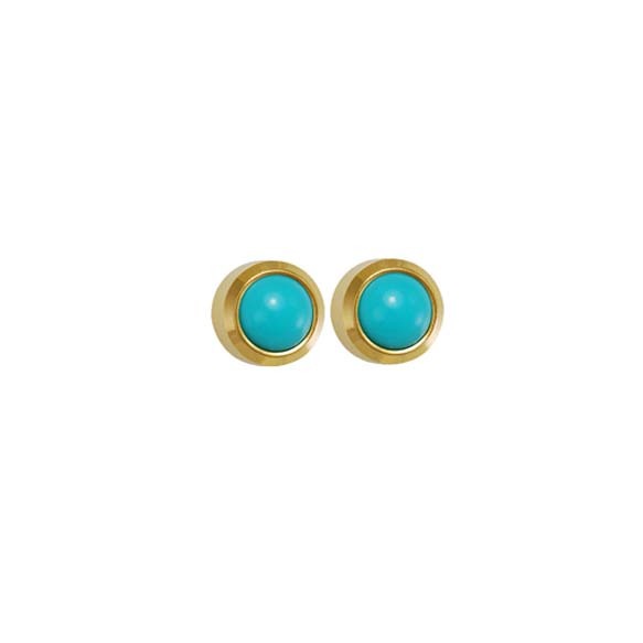 3MM - Bezel - Turquoise Pearl - Blue | 24K Gold Plated Piercing Ear Studs come Fashion Earrings | Studex Select