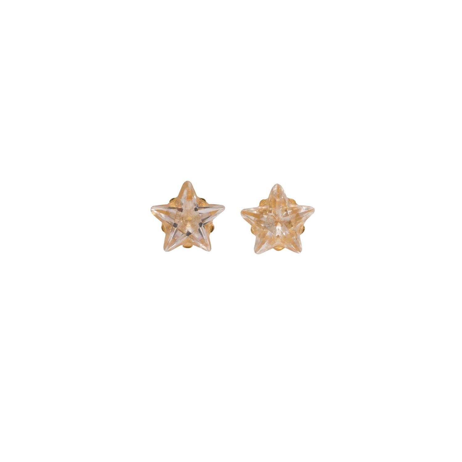 5MM - Tiffany Star - Cubic Zirconia - Crystal Clear | 24K Gold Plated Simple Yet Stylish, Cute & Trending Fashion Earrings / Ear Studs for Girls & Women Online @ Pakistan | Studex Sensitive (for daily wear)