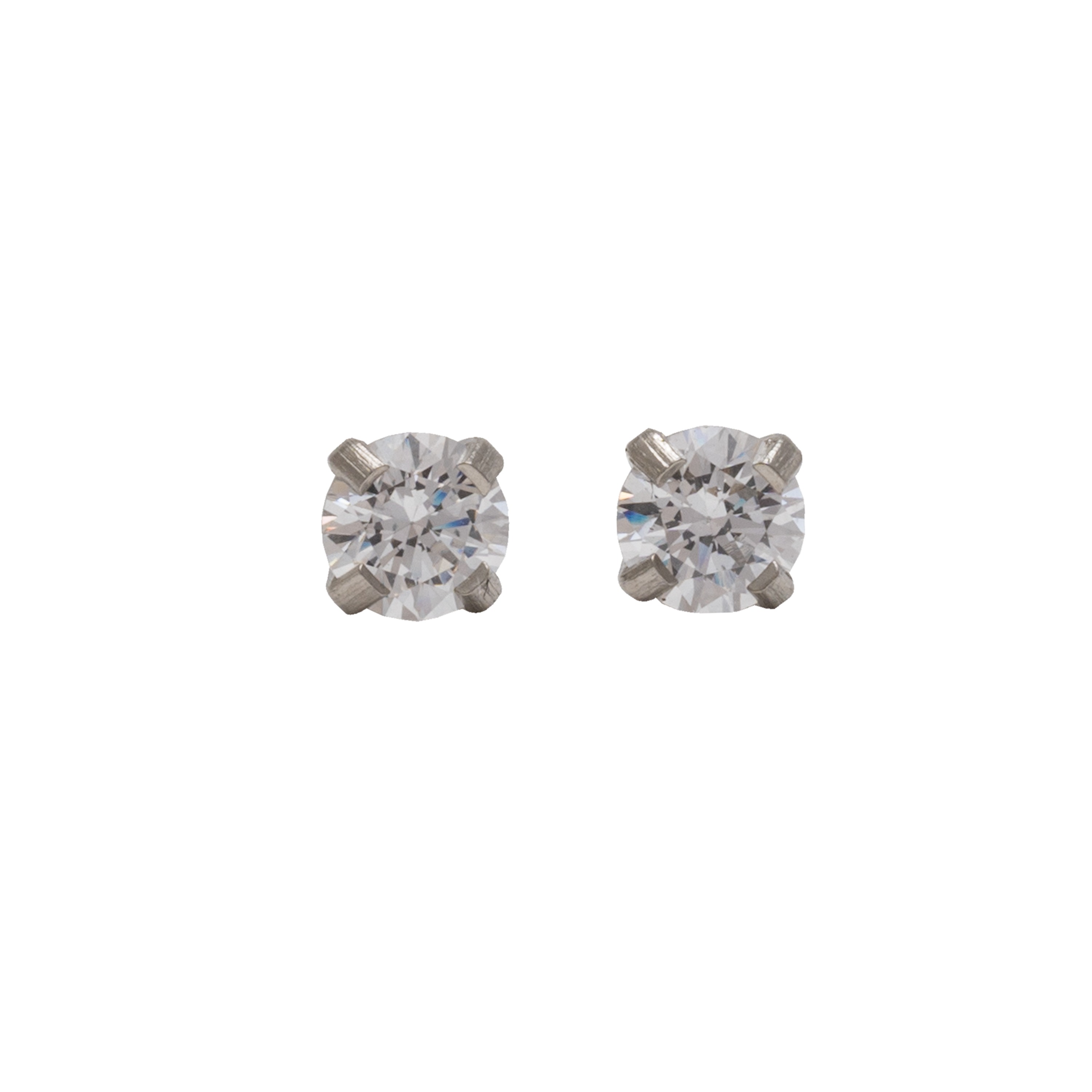 3MM - Cubic Zirconia (Round) - Crystal Clear | Stainless Steel Simple Yet Stylish, Cute & Trending Fashion Earrings / Ear Studs for Girls & Women Online @ Pakistan | Studex Sensitive (for daily wear)