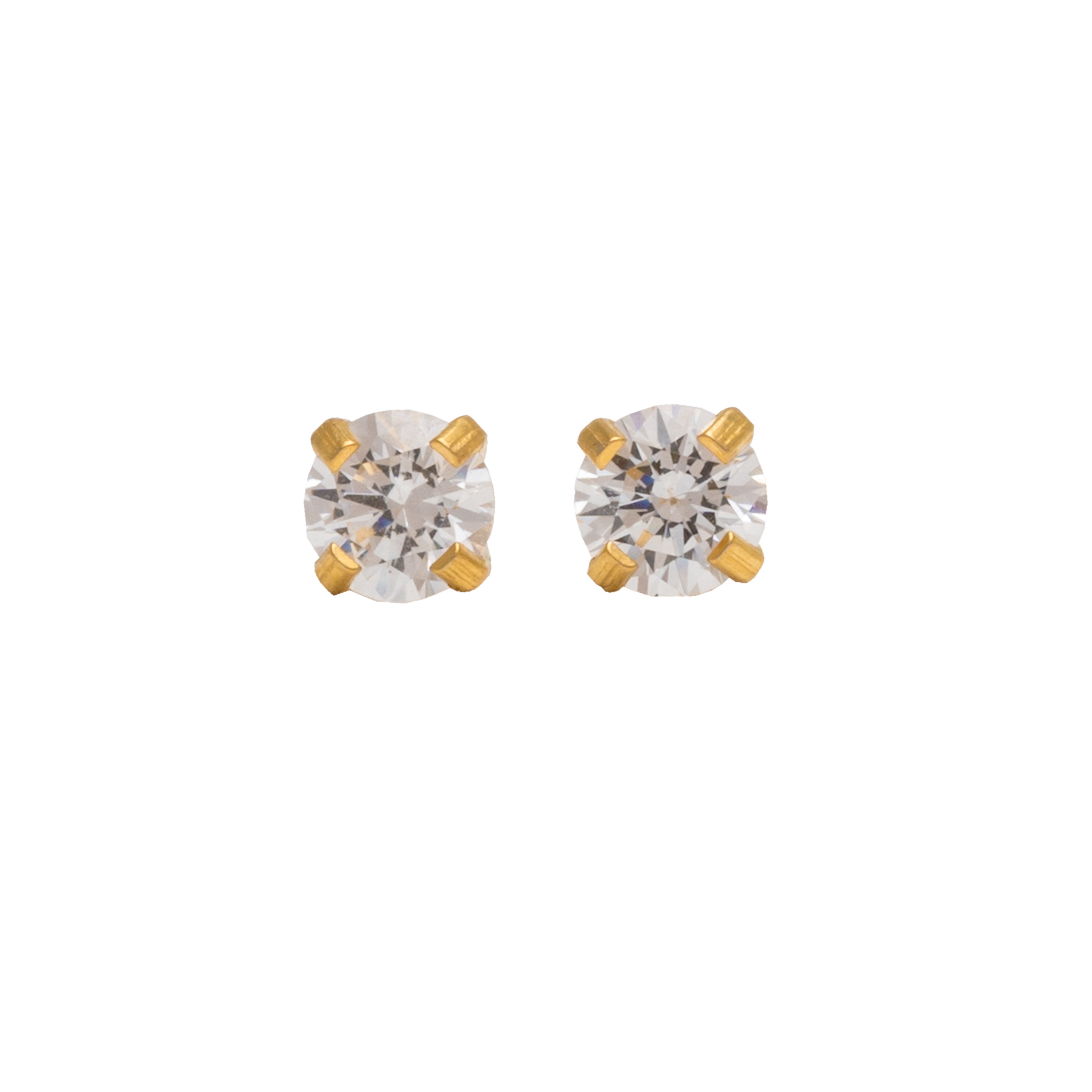4*4MM - Cubic Zirconia (Square) - Crystal Clear | 24K Gold Plated Simple Yet Stylish, Cute & Trending Fashion Earrings / Ear Studs for Girls & Women Online @ Pakistan | Studex Sensitive (for daily wear)