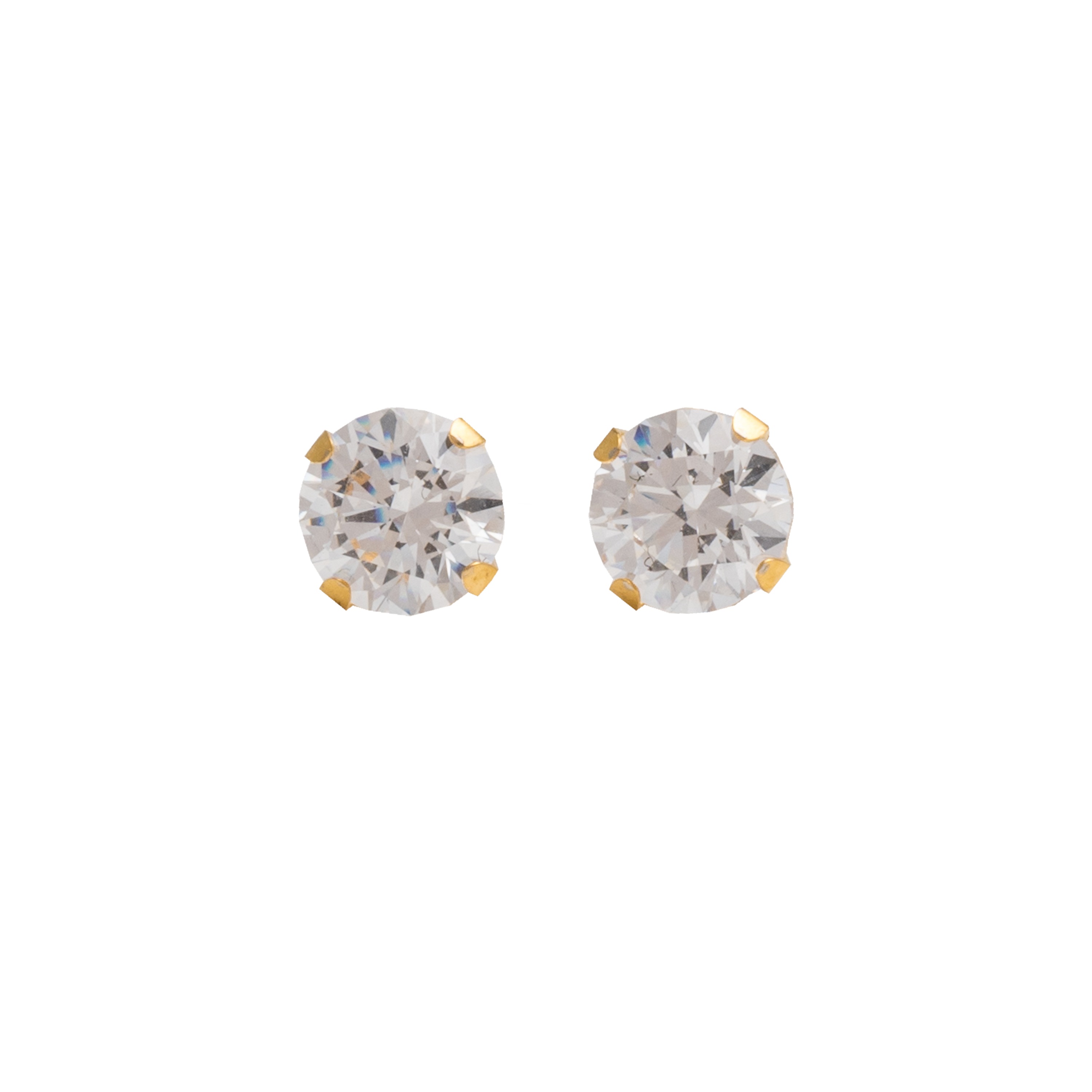 5MM - Cubic Zirconia (Round) - Crystal Clear | 24K Gold Plated Simple Yet Stylish, Cute & Trending Fashion Earrings / Ear Studs for Girls & Women Online @ Pakistan | Studex Sensitive (for daily wear)