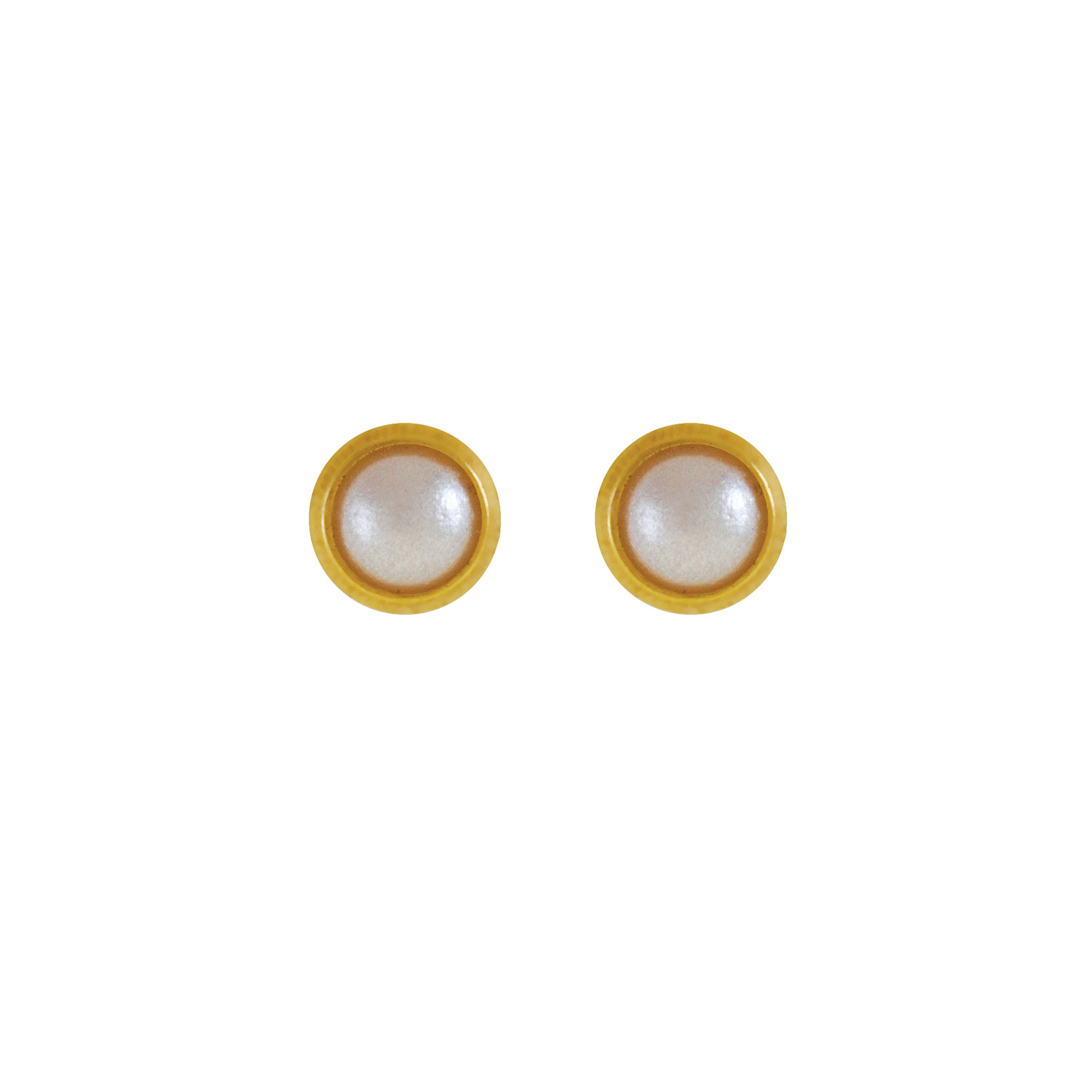 3MM - Bezel - White Pearl | 24K Pure Gold-Plated Piercing Earrings with Ear Piercing Cartridge | Studex System75