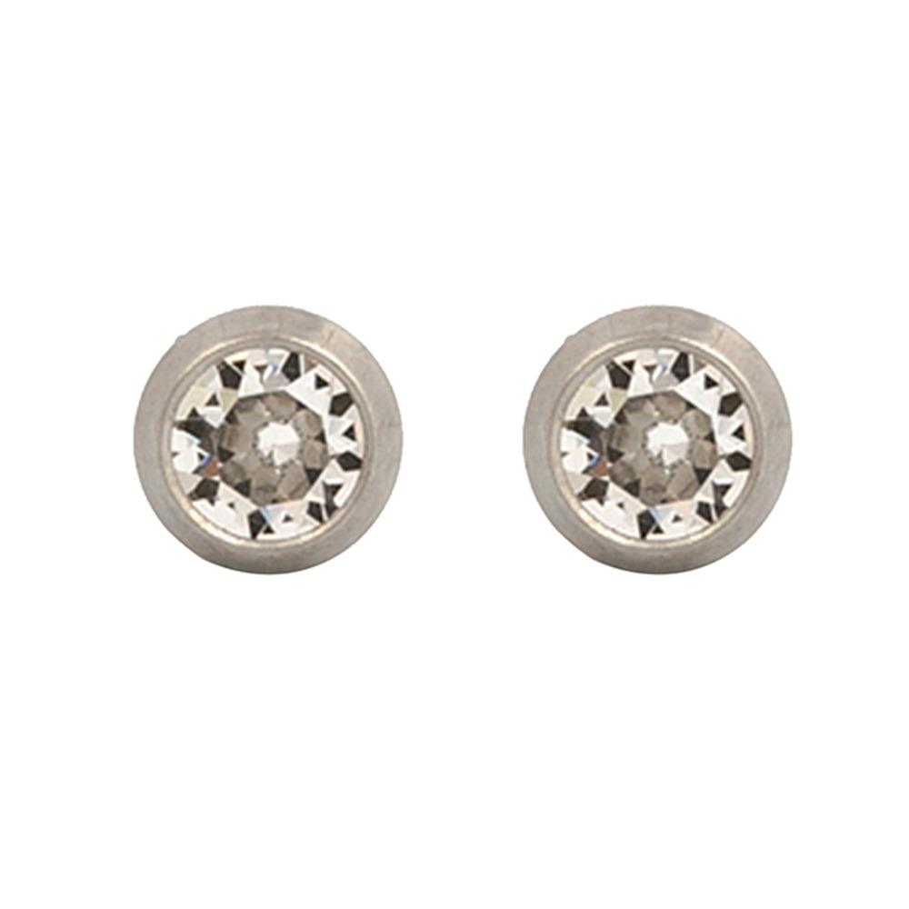 3MM - April Crystal Birthstone (Round) | Stainless Steel Piercing Earrings with Ear Piercing Cartridge | Studex System75