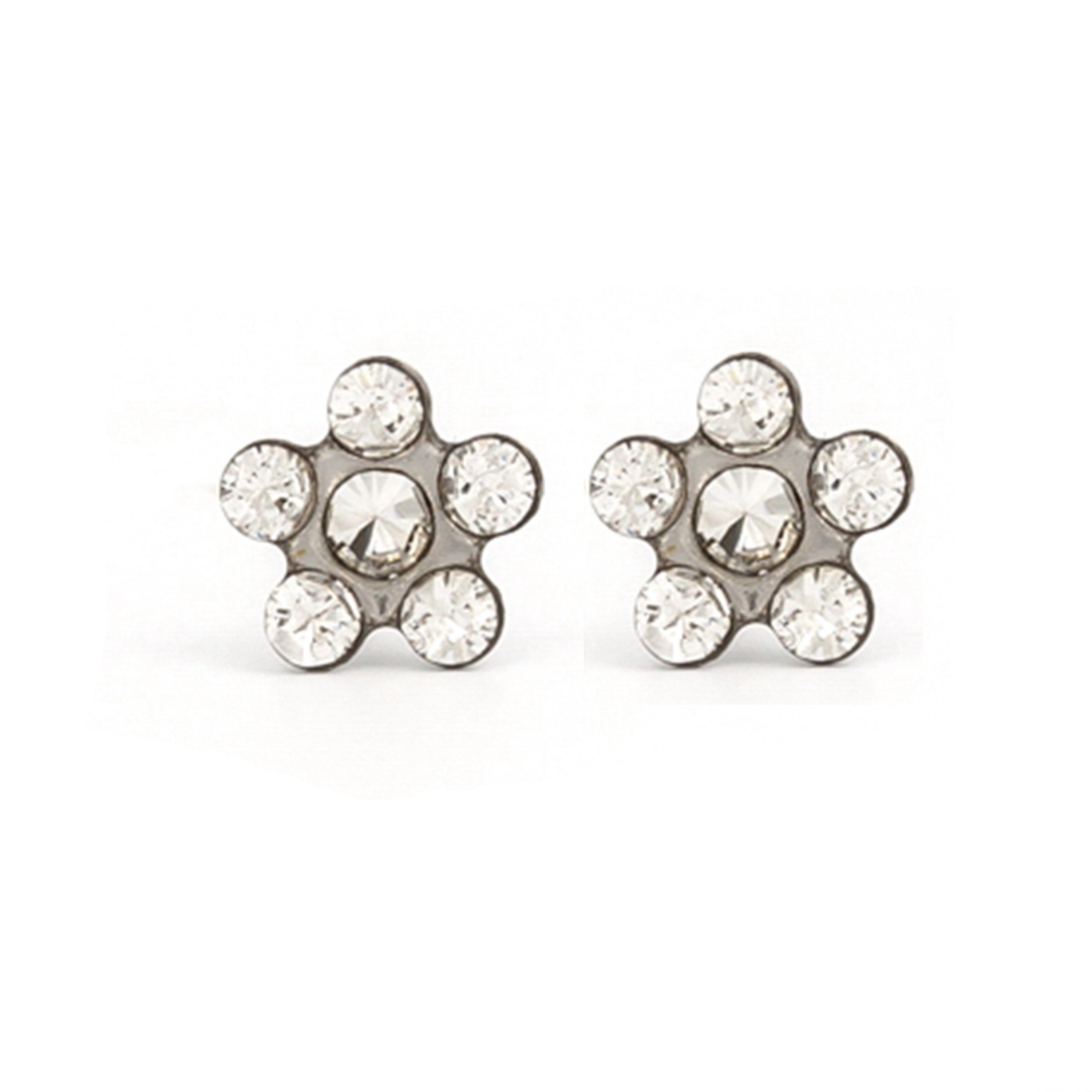 Daisy (Flower) - April Crystal | Stainless Steel Piercing Earrings with Ear Piercing Cartridge | Studex System75