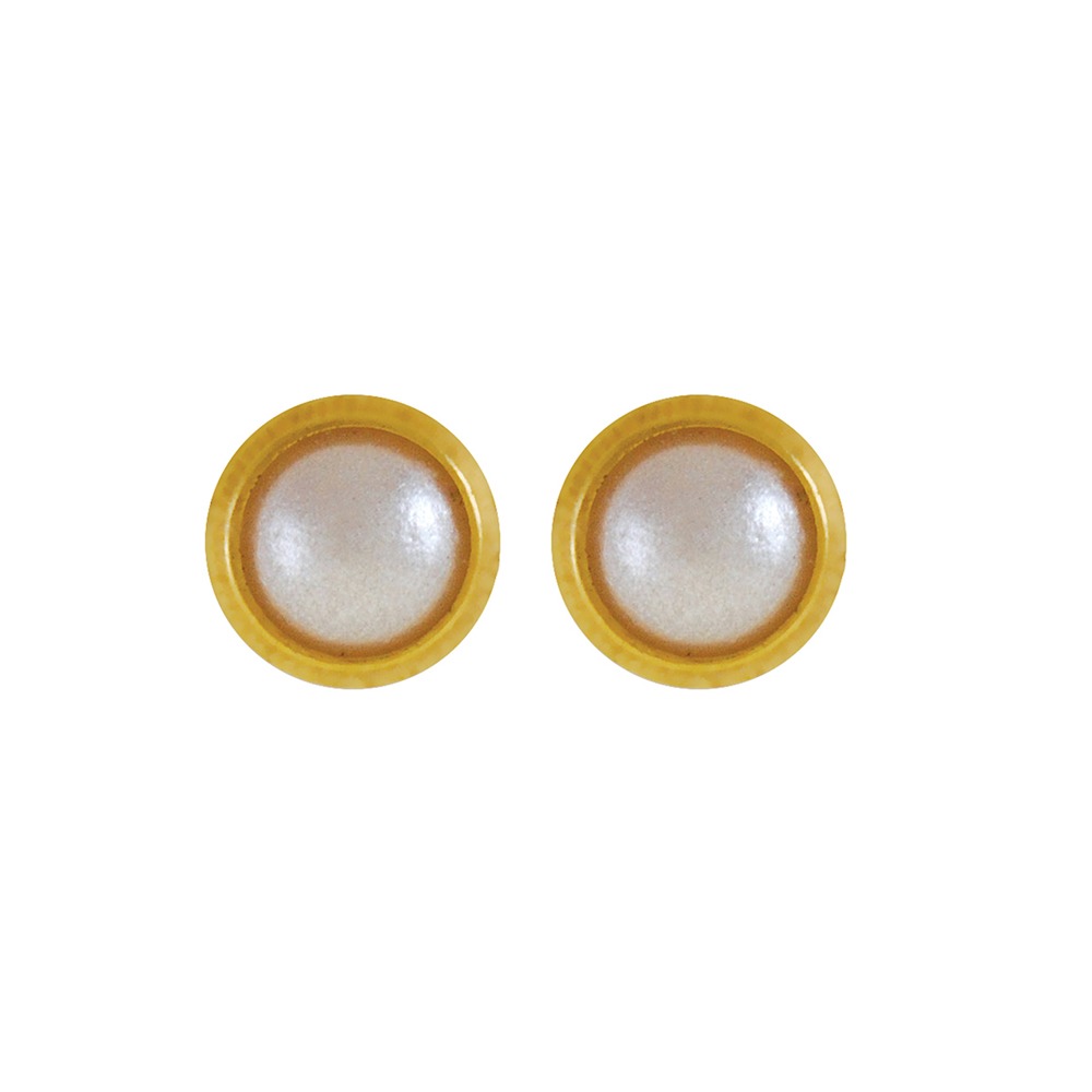 2MM - Bezel - White Pearl | 24K Gold Plated Piercing Earrings with Ear Piercing Cartridge | Studex System75