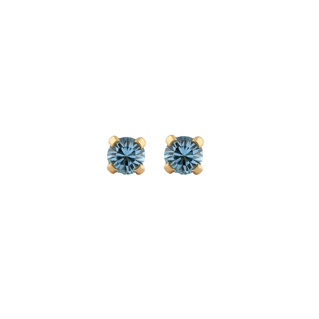 3MM - March Aquamarine Birthstone (Round) - Blue | 24K Gold Plated Kids / Baby / Children’s Fashion Earrings | Studex Tiny Tips