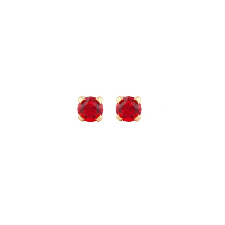 3MM - March Birthstone (Round) - Red | 24K Gold Plated Kids / Baby / Children’s Fashion Earrings | Studex Tiny Tips