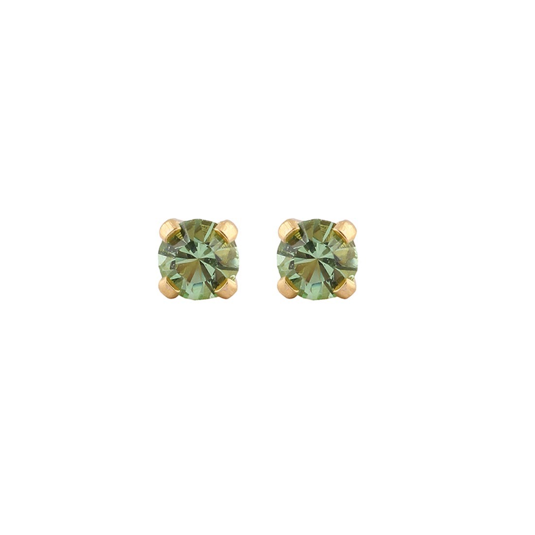 3MM - February Amethyst Birthstone (Round) - Green | 24K Gold Plated Kids / Baby / Children’s Fashion Earrings | Studex Tiny Tips