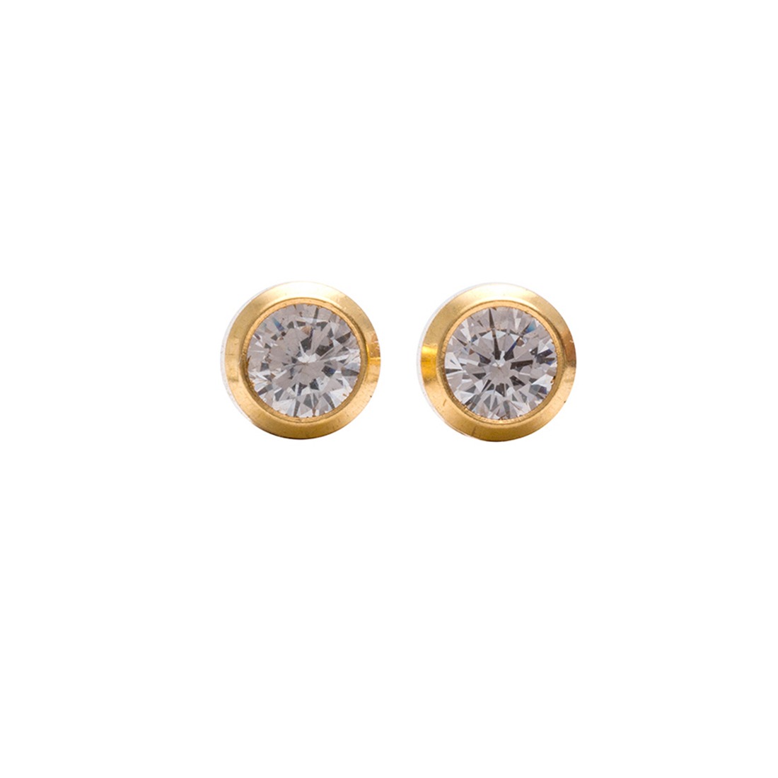 3MM - Bezel - Cubic Zirconia - Crystal Clear | Gold Plated Kids / Baby / Children’s Fashion Earrings | Studex Tiny Tips