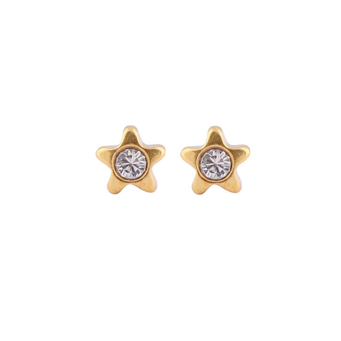 4MM - Starlite - April Crystal | 24K Gold Plated Kids / Baby / Children’s Fashion Earrings | Studex Tiny Tips