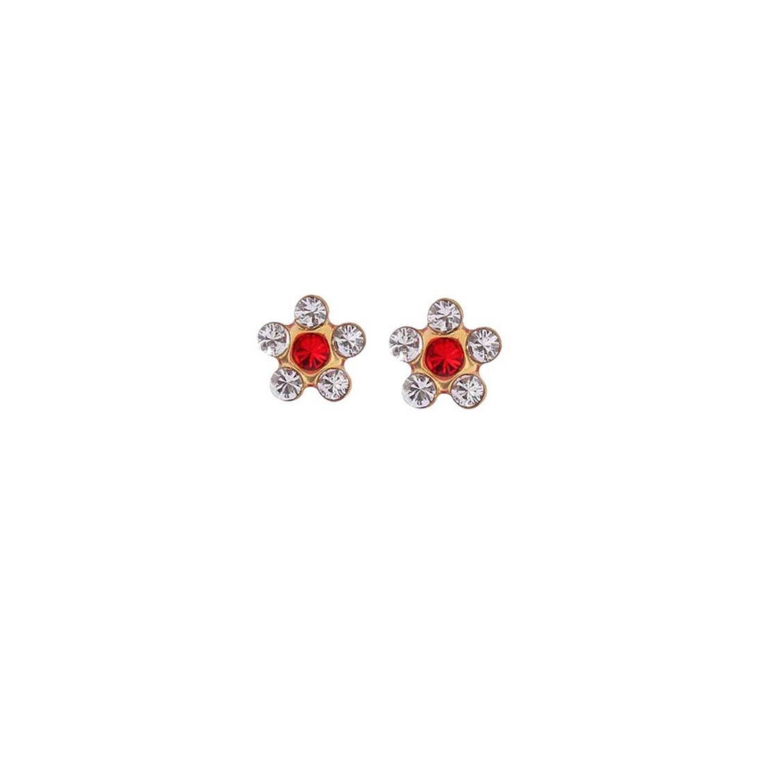 Daisy (Flower) - Red | 24K Gold Plated Kids / Baby / Children’s Fashion Earrings | Studex Tiny Tips