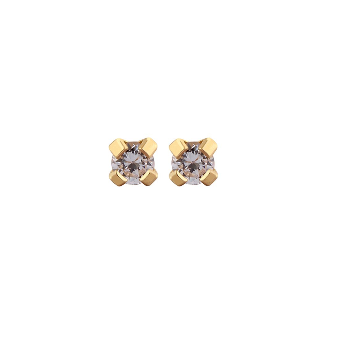 2MM - Cubic Zirconia (Round) – Crystal Clear | 24K Gold Plated Kids / Baby / Children’s Fashion Earrings | Studex Tiny Tips