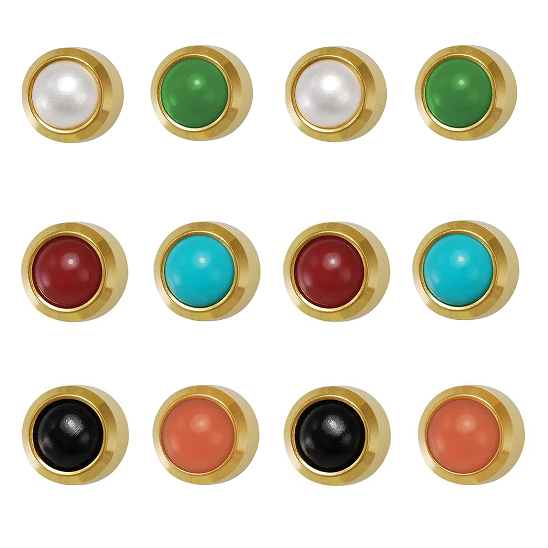 3MM Round Pearl – Assorted (Multi-color) | 24K Gold Plated Piercing Earrings | Studex Universal Machine (12 Pair Kit)